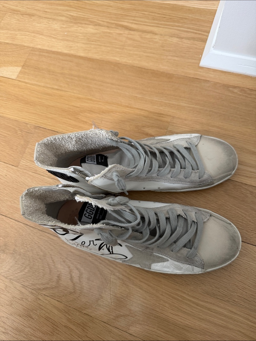 Golden Goose Beige/Gray High-Top Sneakers